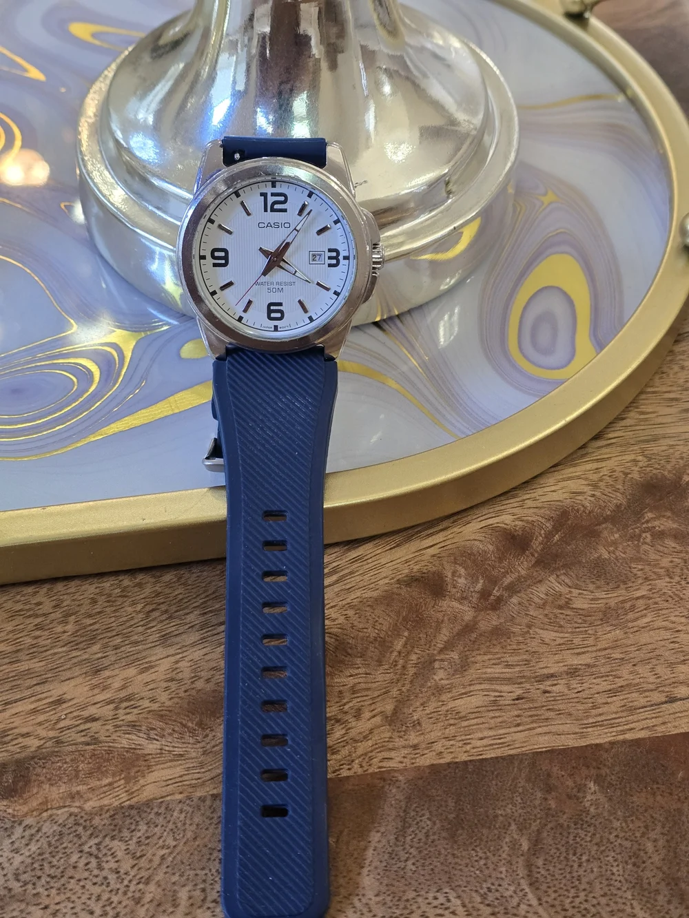 Casio Men’s Blue Strap Analog Watch - White Dial